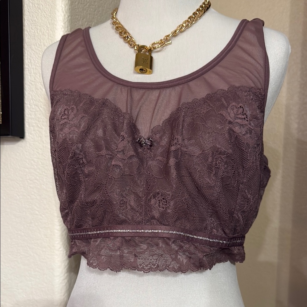 Cacique Chic Sheer Lace Bralette Top